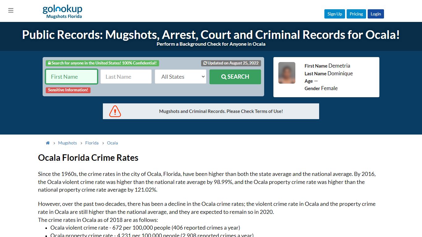 Mugshots Ocala, Arrest Records Ocala - GoLookUp